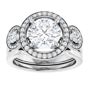 Rings 14K White  8 mm Round Engagement Ring Mounting