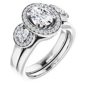 Rings 14K White  7x5 mm Oval Engagement Ring Mounting