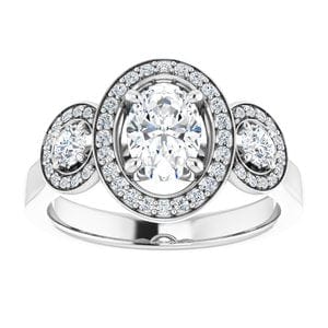 Rings 14K White  7x5 mm Oval Engagement Ring Mounting