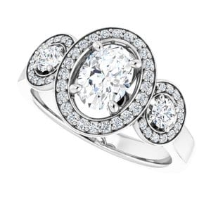 Rings 14K White  7x5 mm Oval Engagement Ring Mounting