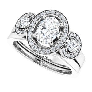 Rings 14K White  7x5 mm Oval Engagement Ring Mounting