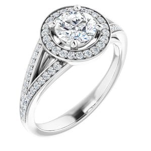 Rings 14K White  5.8 mm Round Engagement Ring Mounting