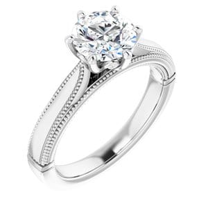 Rings Platinum  7 mm Round Solitaire Engagement Ring Mounting