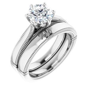 Rings Platinum  7 mm Round Solitaire Engagement Ring Mounting
