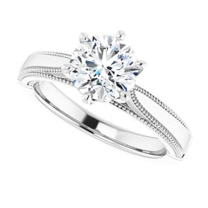 Rings Platinum  7 mm Round Solitaire Engagement Ring Mounting