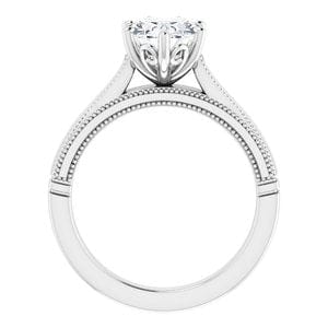 Rings 14K White  9x7 mm Oval Solitaire Engagement Ring Mounting