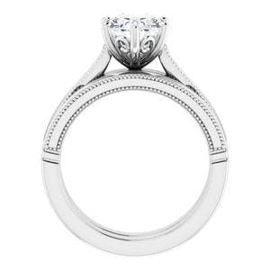 Rings 14K White  9x7 mm Oval Solitaire Engagement Ring Mounting