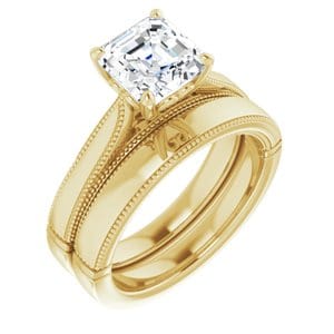 Rings 14K Yellow  7 mm Asscher Solitaire Engagement Ring Mounting
