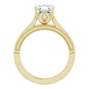 Rings 14K Yellow  7 mm Asscher Solitaire Engagement Ring Mounting
