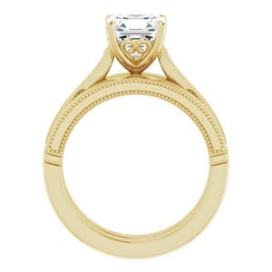 Rings 14K Yellow  7 mm Asscher Solitaire Engagement Ring Mounting