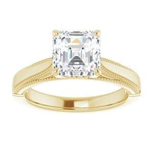 Rings 14K Yellow  7 mm Asscher Solitaire Engagement Ring Mounting