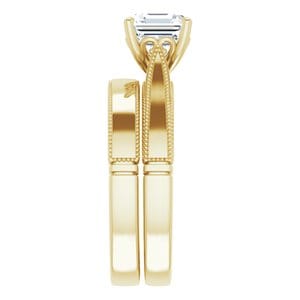 Rings 14K Yellow  7 mm Asscher Solitaire Engagement Ring Mounting