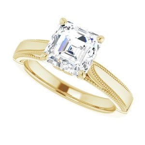 Rings 14K Yellow  7 mm Asscher Solitaire Engagement Ring Mounting