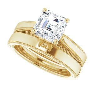 Rings 14K Yellow  7 mm Asscher Solitaire Engagement Ring Mounting