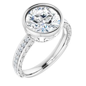 Rings 14K White  9 mm Round Engagement Ring Mounting