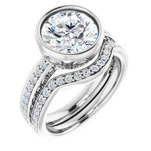 Rings 14K White  9 mm Round Engagement Ring Mounting