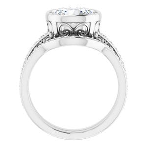 Rings 14K White  9 mm Round Engagement Ring Mounting