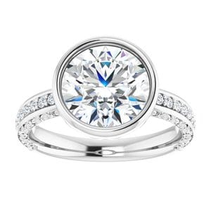 Rings 14K White  9 mm Round Engagement Ring Mounting