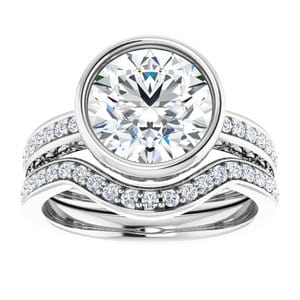 Rings 14K White  9 mm Round Engagement Ring Mounting