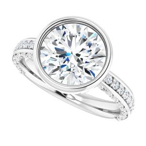 Rings 14K White  9 mm Round Engagement Ring Mounting