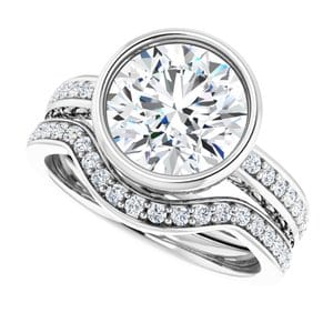 Rings 14K White  9 mm Round Engagement Ring Mounting