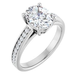Rings 14K White  9x7 mm Oval Engagement Ring Mounting