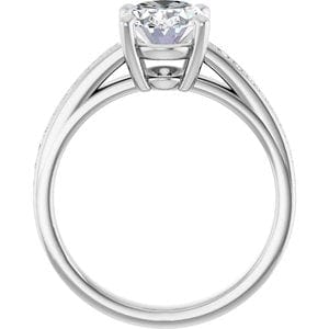 Rings 14K White  9x7 mm Oval Engagement Ring Mounting