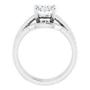 Rings 14K White  9x7 mm Oval Engagement Ring Mounting