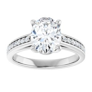 Rings 14K White  9x7 mm Oval Engagement Ring Mounting