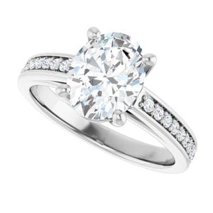 Rings 14K White  9x7 mm Oval Engagement Ring Mounting