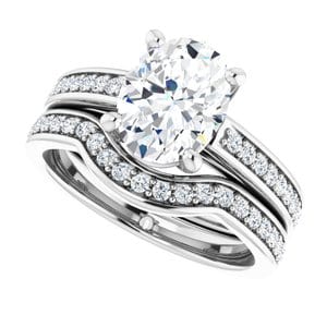 Rings 14K White  9x7 mm Oval Engagement Ring Mounting