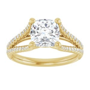 Rings 14K Yellow  7 mm Cushion Engagement Ring Mounting
