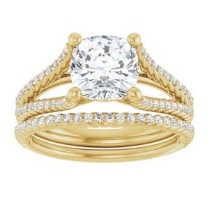 Rings 14K Yellow  7 mm Cushion Engagement Ring Mounting