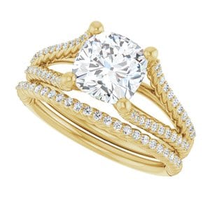 Rings 14K Yellow  7 mm Cushion Engagement Ring Mounting