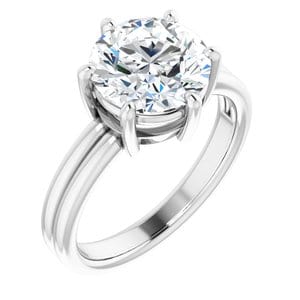 Rings 18K White  9 mm Round Solitaire Engagement Ring Mounting