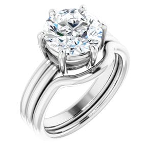 Rings 18K White  9 mm Round Solitaire Engagement Ring Mounting