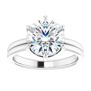 Rings 18K White  9 mm Round Solitaire Engagement Ring Mounting