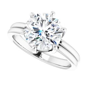 Rings 18K White  9 mm Round Solitaire Engagement Ring Mounting