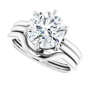 Rings 18K White  9 mm Round Solitaire Engagement Ring Mounting