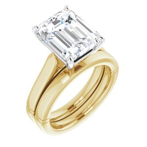 Rings 14K Yellow & White 11x9 mm Emerald Engagement Ring Mounting