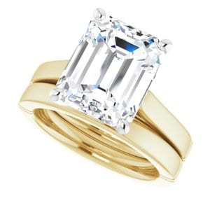 Rings 14K Yellow & White 11x9 mm Emerald Engagement Ring Mounting
