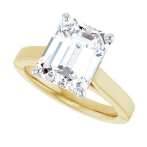 Rings 14K Yellow & White 10x8 mm Emerald Engagement Ring Mounting