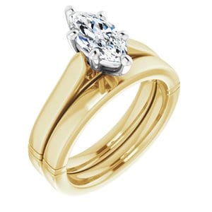 Rings 18K Yellow & White 10x5 mm Marquise Engagement Ring Mounting