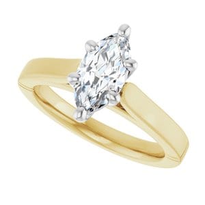 Rings 18K Yellow & White 10x5 mm Marquise Engagement Ring Mounting