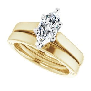 Rings 18K Yellow & White 10x5 mm Marquise Engagement Ring Mounting
