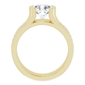 Rings 14K Yellow 7 x 7 mm Cushion Half Bezel Engagement Ring Mounting