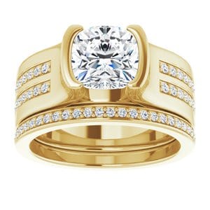 Rings 14K Yellow 7 x 7 mm Cushion Half Bezel Engagement Ring Mounting