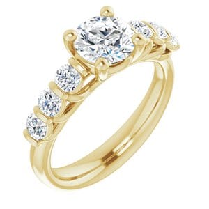 Rings 14K Yellow  6.5 mm Round Engagement Ring Mounting