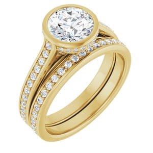 Rings 14K Yellow  7 mm Round Engagement Ring Mounting