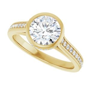 Rings 14K Yellow  7 mm Round Engagement Ring Mounting